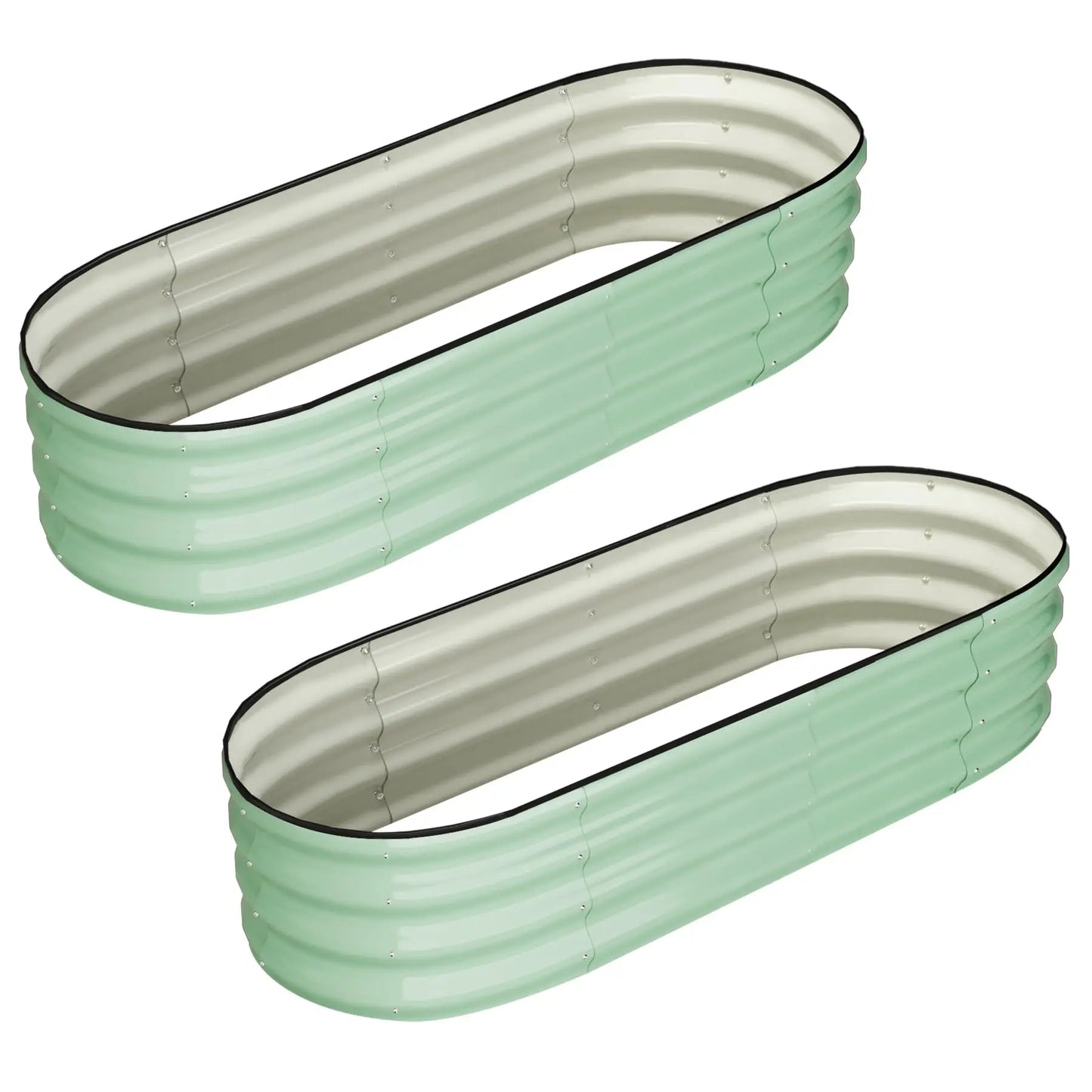 HiMISS 2 Pack Oval Raised Garden Bed Galvanized Metal Planter Box