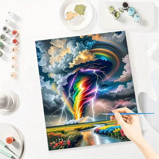 Colorful Tornado DIY Art Paint By Numbers Landscape Craft Kit