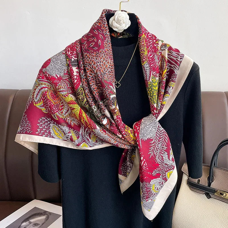 Polyester Square Scarf Hijab Women Multifunctional Shawl Wrap