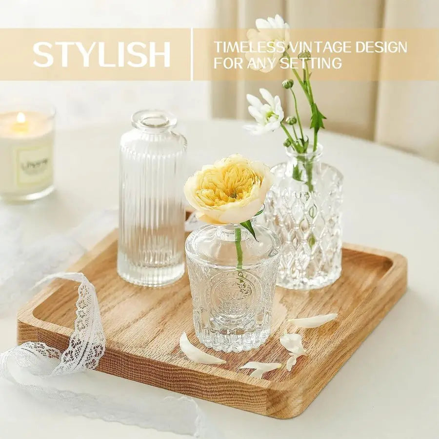 32 Piece Glass Bud Vase Set With Etched Pattern Centerpieces