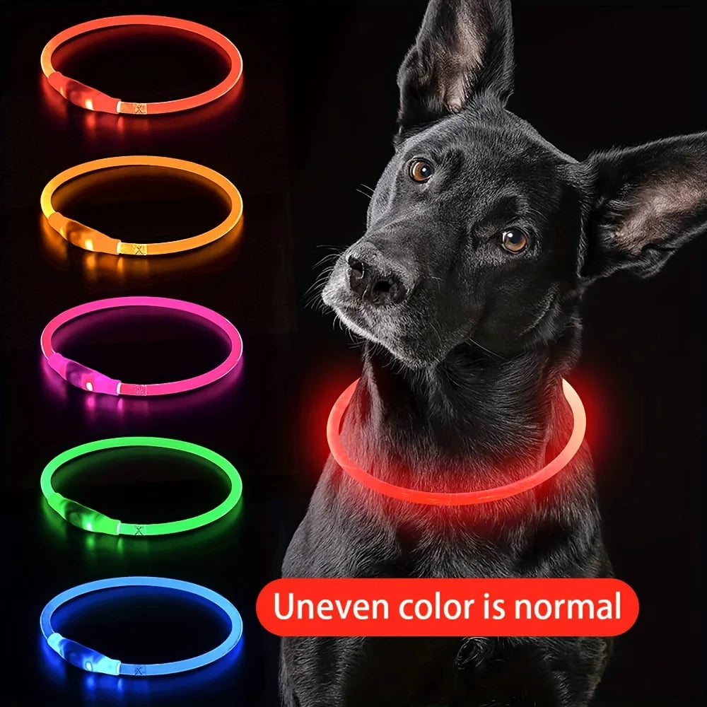 LED Reflective Dog Collar USB Rechargeable Luminous Anti Lost