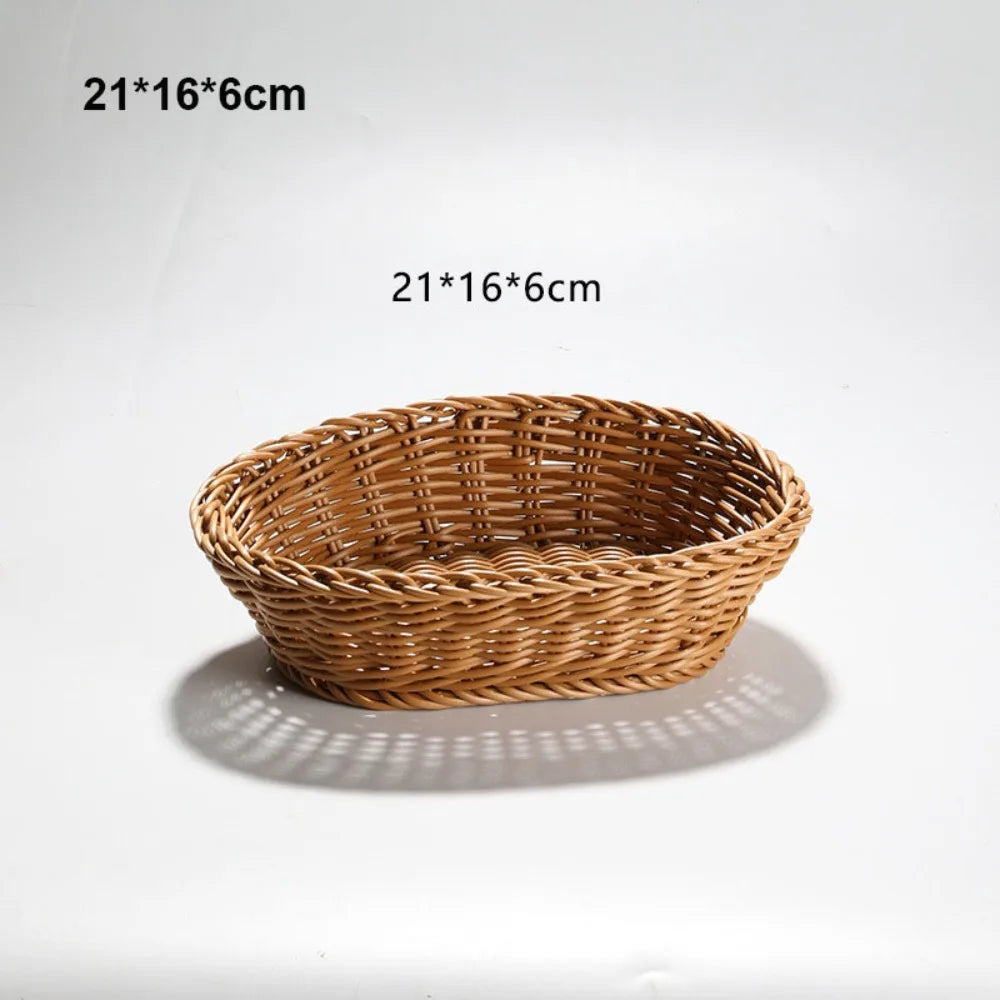Handwoven Plastic Storage Basket For Kitchen And Home Organization