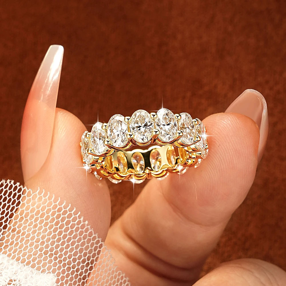 Oxtao 14K Gold Filled Certified Moissanite Eternity Ring