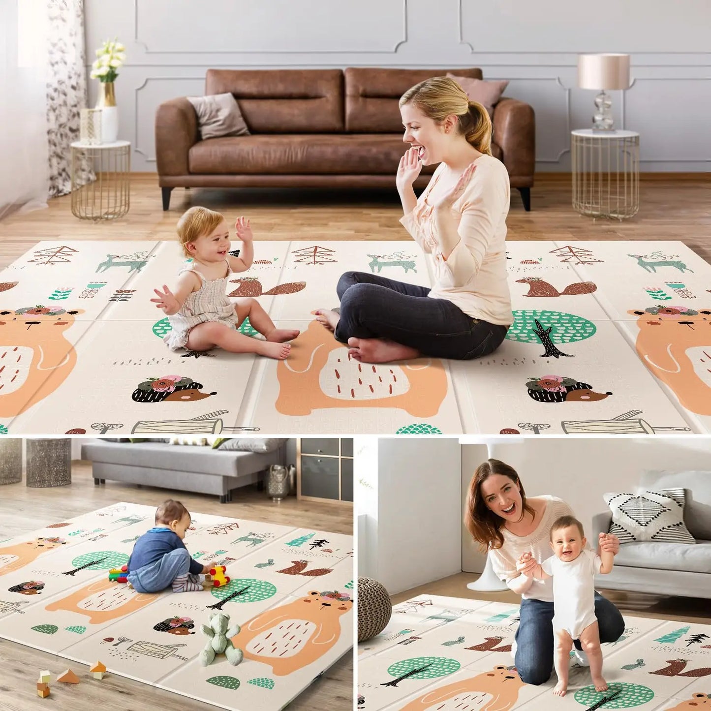 Foldable Baby Play Mat Waterproof Foam For Tummy Time Babies