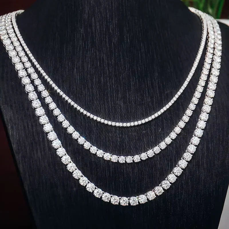 GIA Certified Moissanite Tennis Necklace 925 Sterling Silver