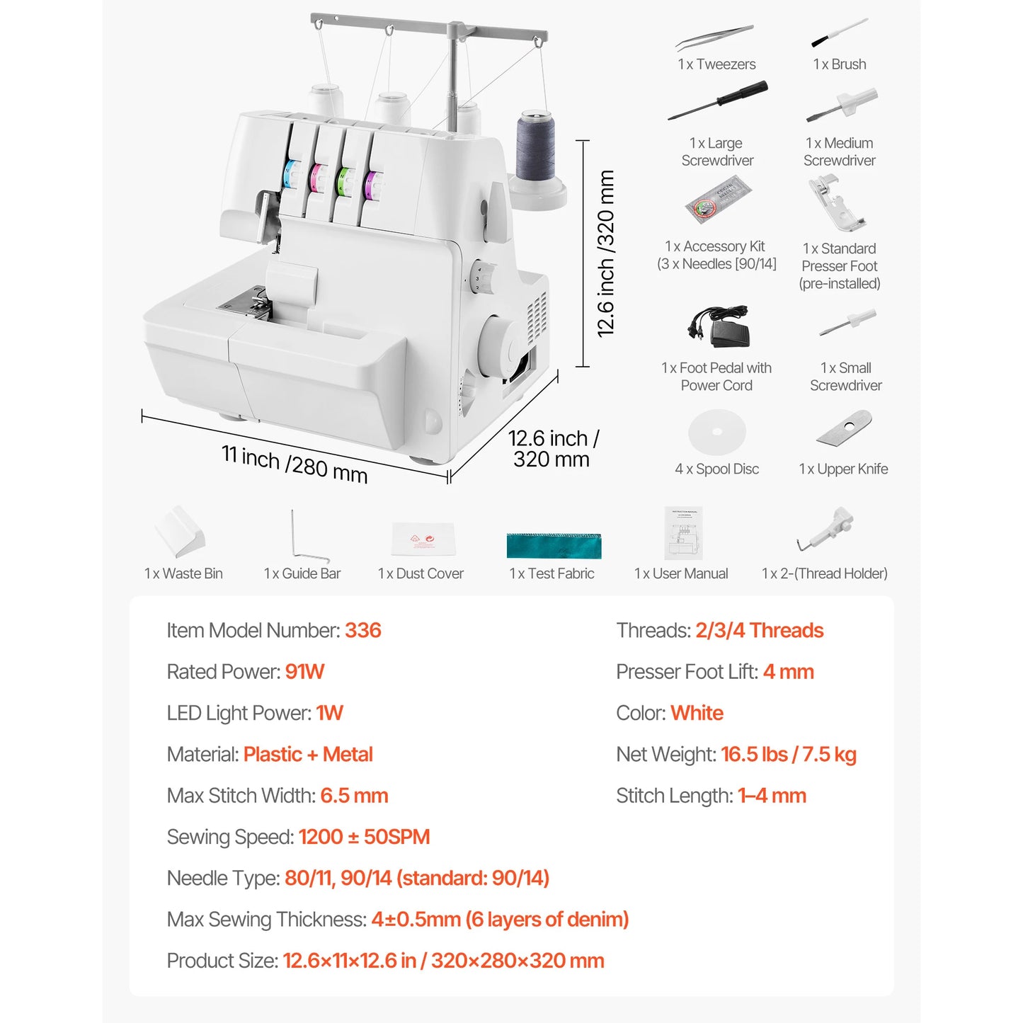 SucceBuy Serger Overlock Sewing Machine 2 3 4 Thread Capability
