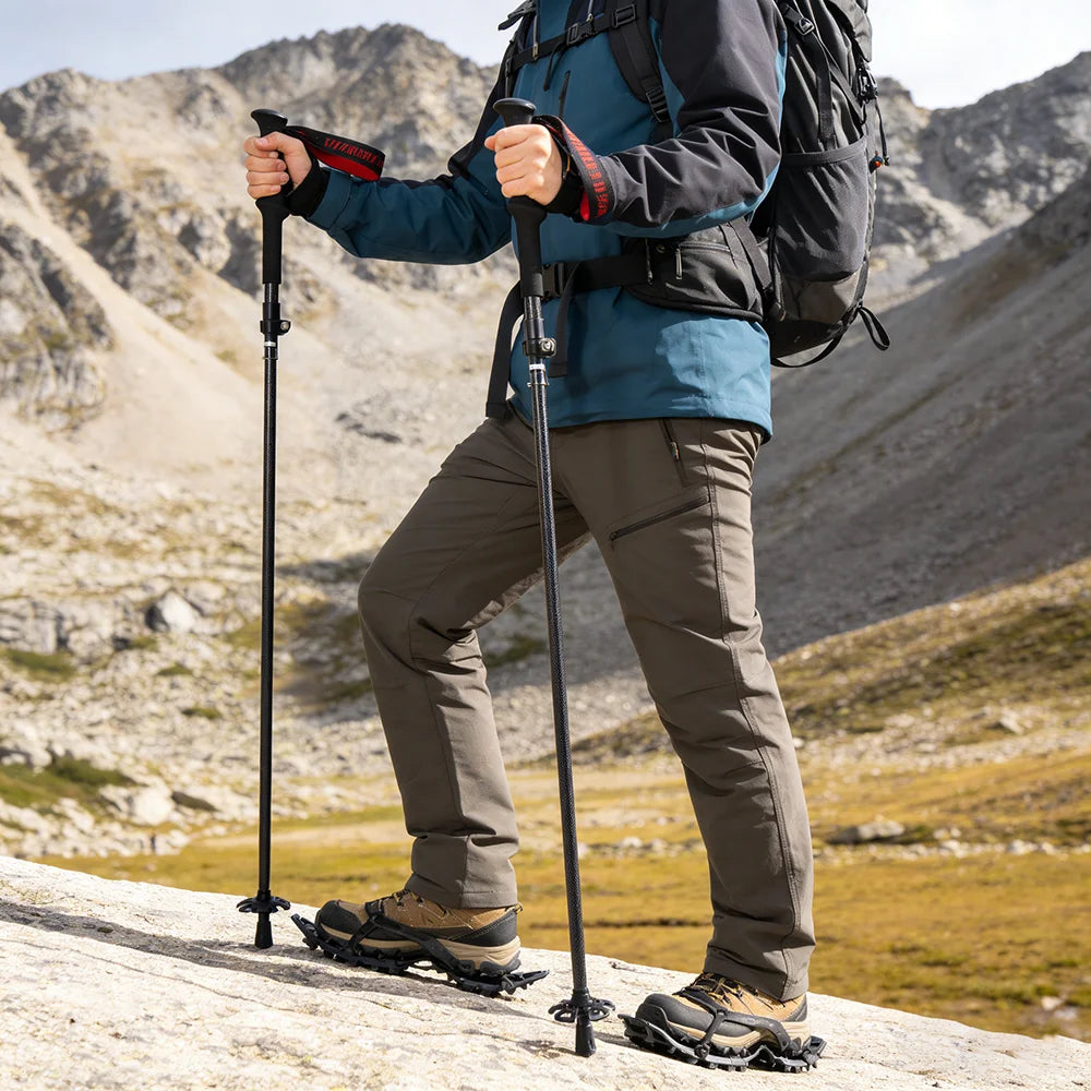 OKHEALING Carbon Fiber Folding Trekking Poles For Hiking and Climbing