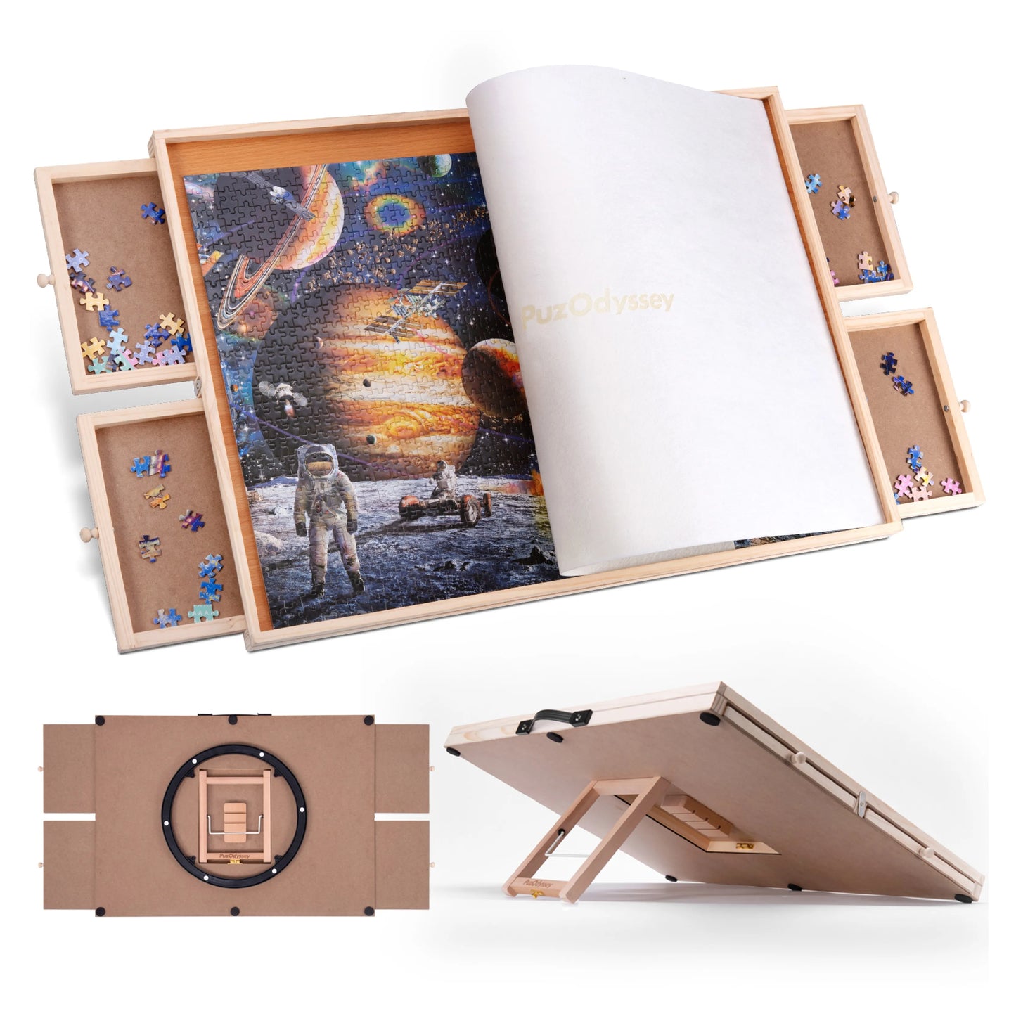 PuzOdyssey 1500 Piece Rotating Tilting Puzzle Board With Drawers