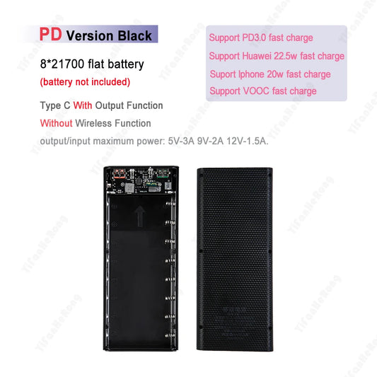 8x21700 Battery Case With Dual USB Charger Box And Storage