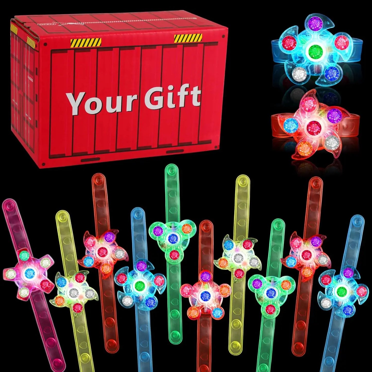 Glow LED Fidget Spinner Bracelets 14 Pack For Kids Parties
