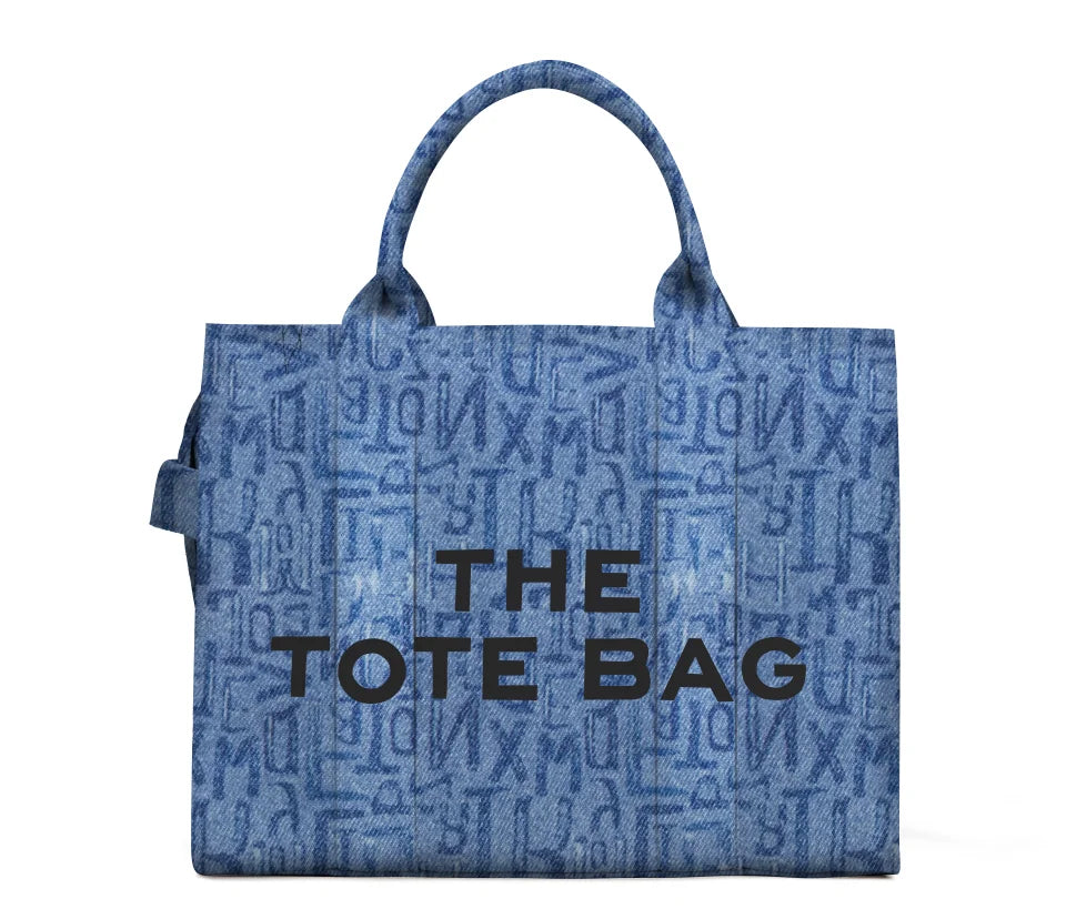 Denim Canvas Tote Bag For Women Large Capacity Casual