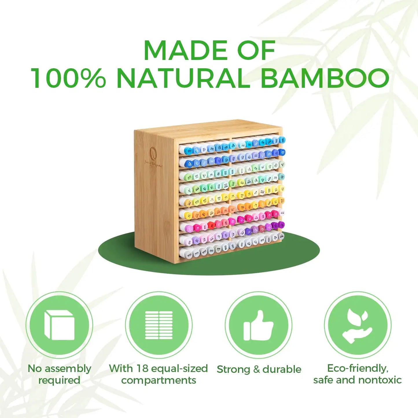 Ohuhu Bamboo Marker Organizer Wood Desk Storage for 126 Markers