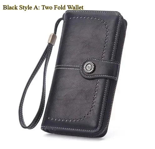 Anti Theft PU Wallet For Women Zipper Card Holder Purse