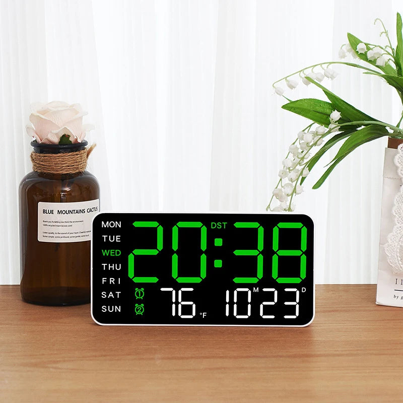 Digital Wall Clock With Temp Date Week Display Remote USB