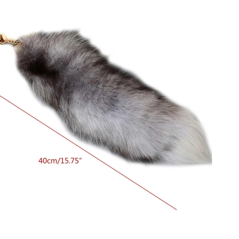 Furry Fox Tail Keychain Plush Keyring For Bags And Keys
