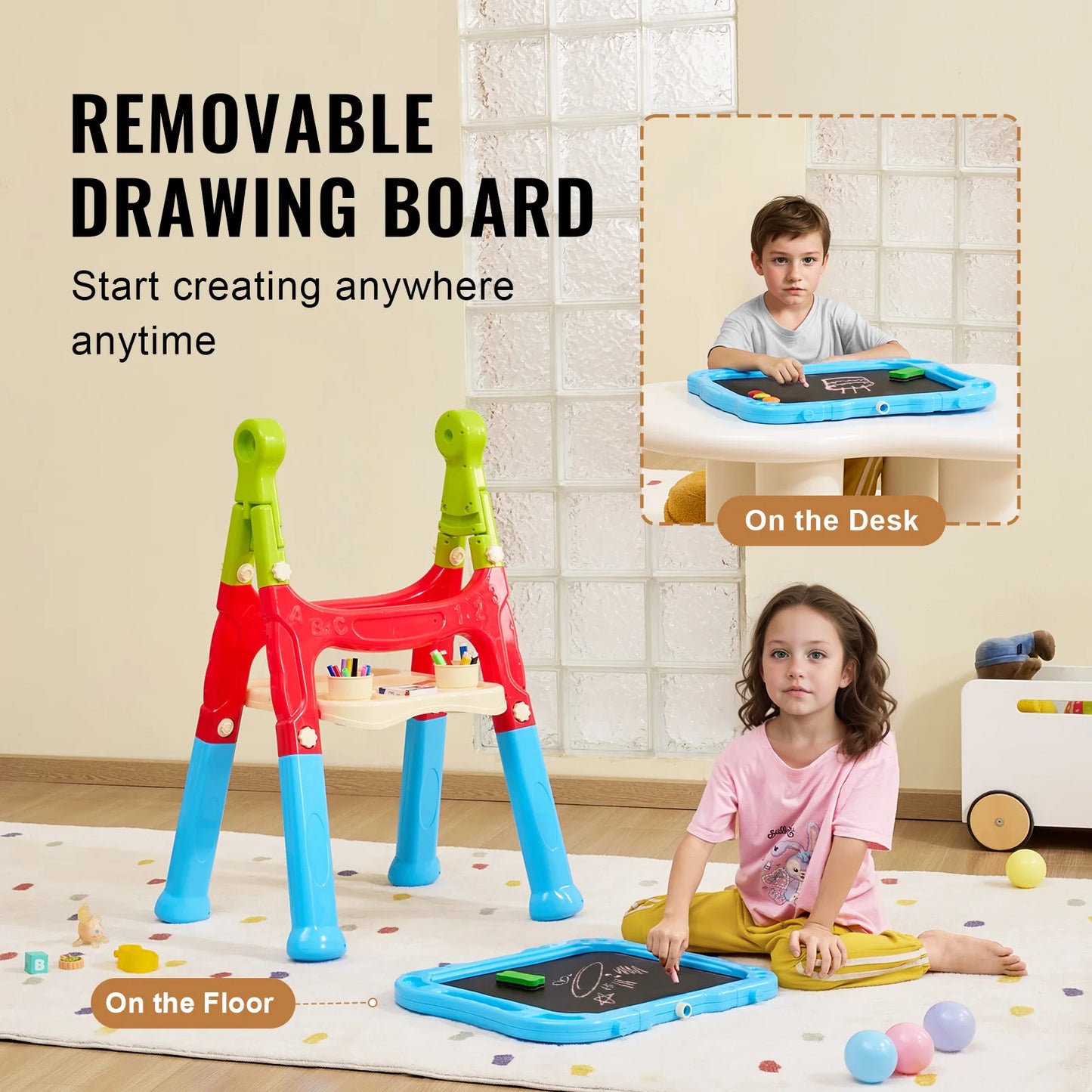 SucceBuy Children Magnetic Drawing Board with Chalkboard Art Easel WordPad Baby Color Graffiti Drawing Toys Gift for Kids Toy