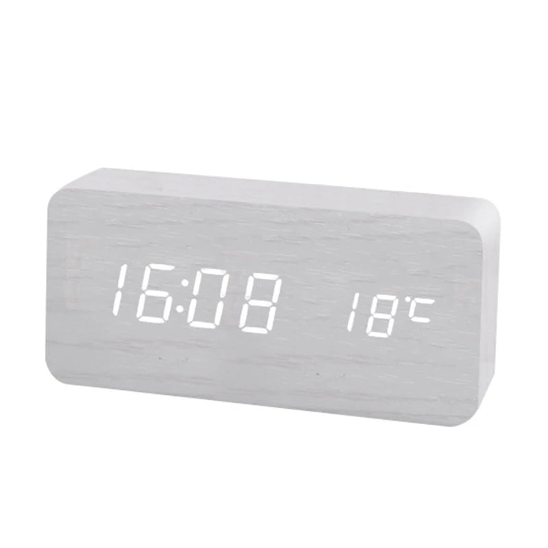 Niditon Wooden Digital Alarm Clock With Temperature Display