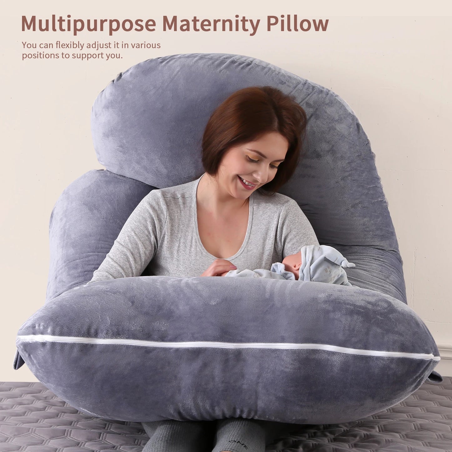 G Shaped Full Body Maternity Pregnancy Pillow With Removable Cover