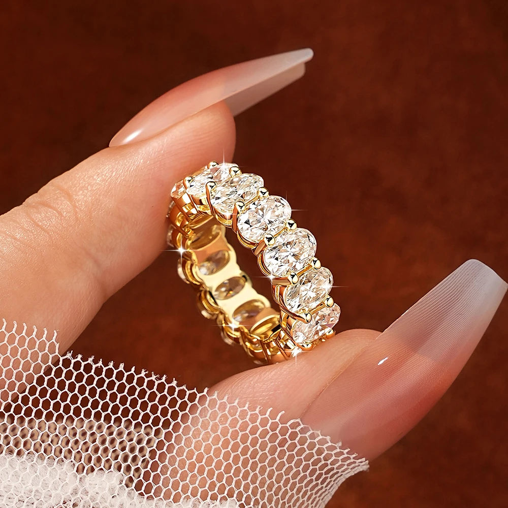 Oxtao 14K Gold Filled Certified Moissanite Eternity Ring