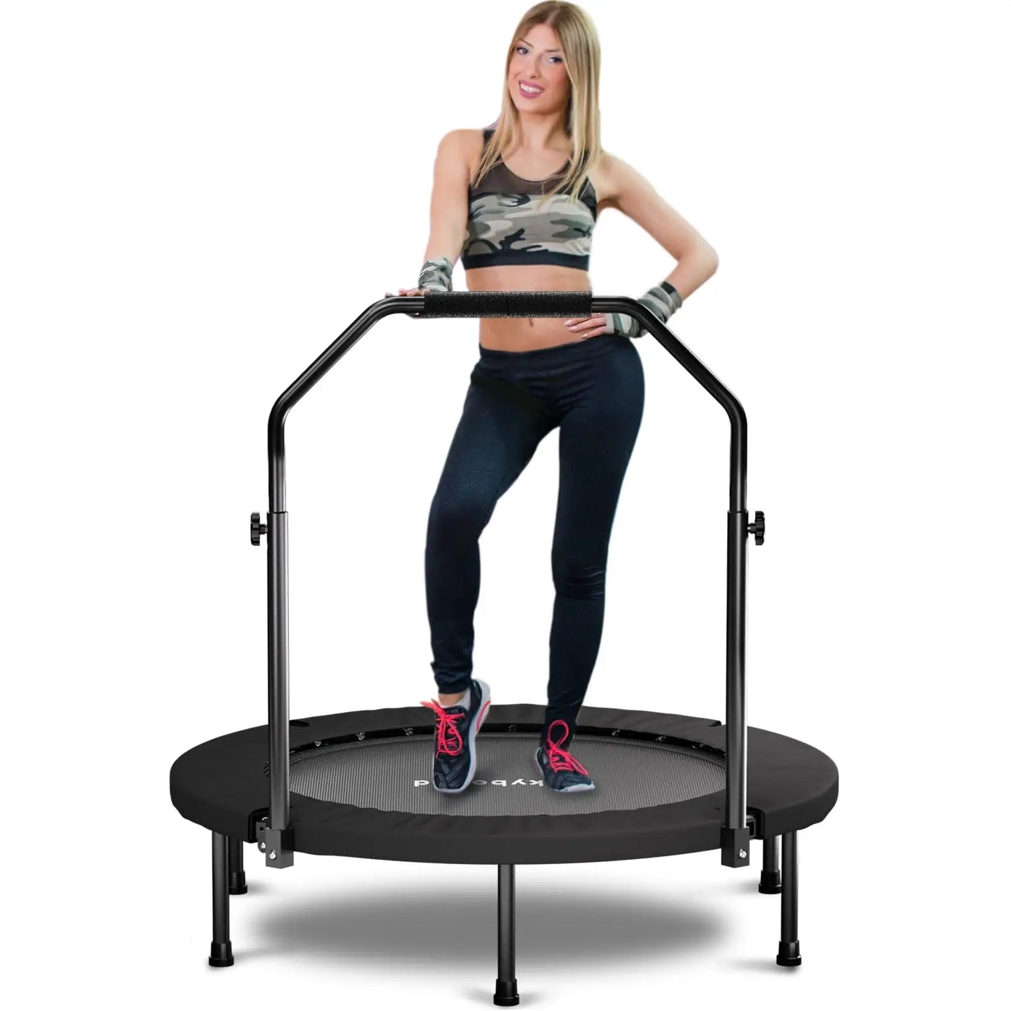 NONED Rebounder Trampoline For Adults With Adjustable U Bar Handle