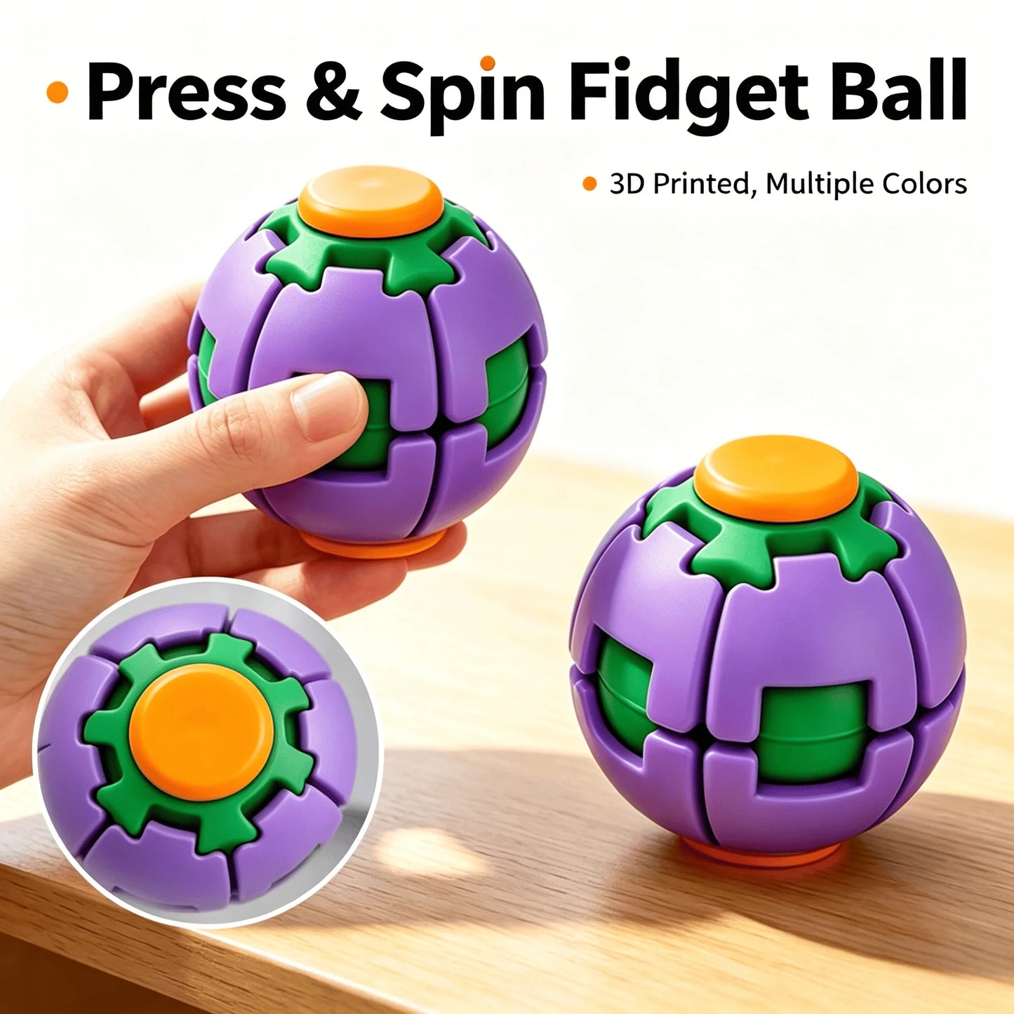 Premium 3D Printed Rotating Fidget Ball Stress Relief Desk Spinner