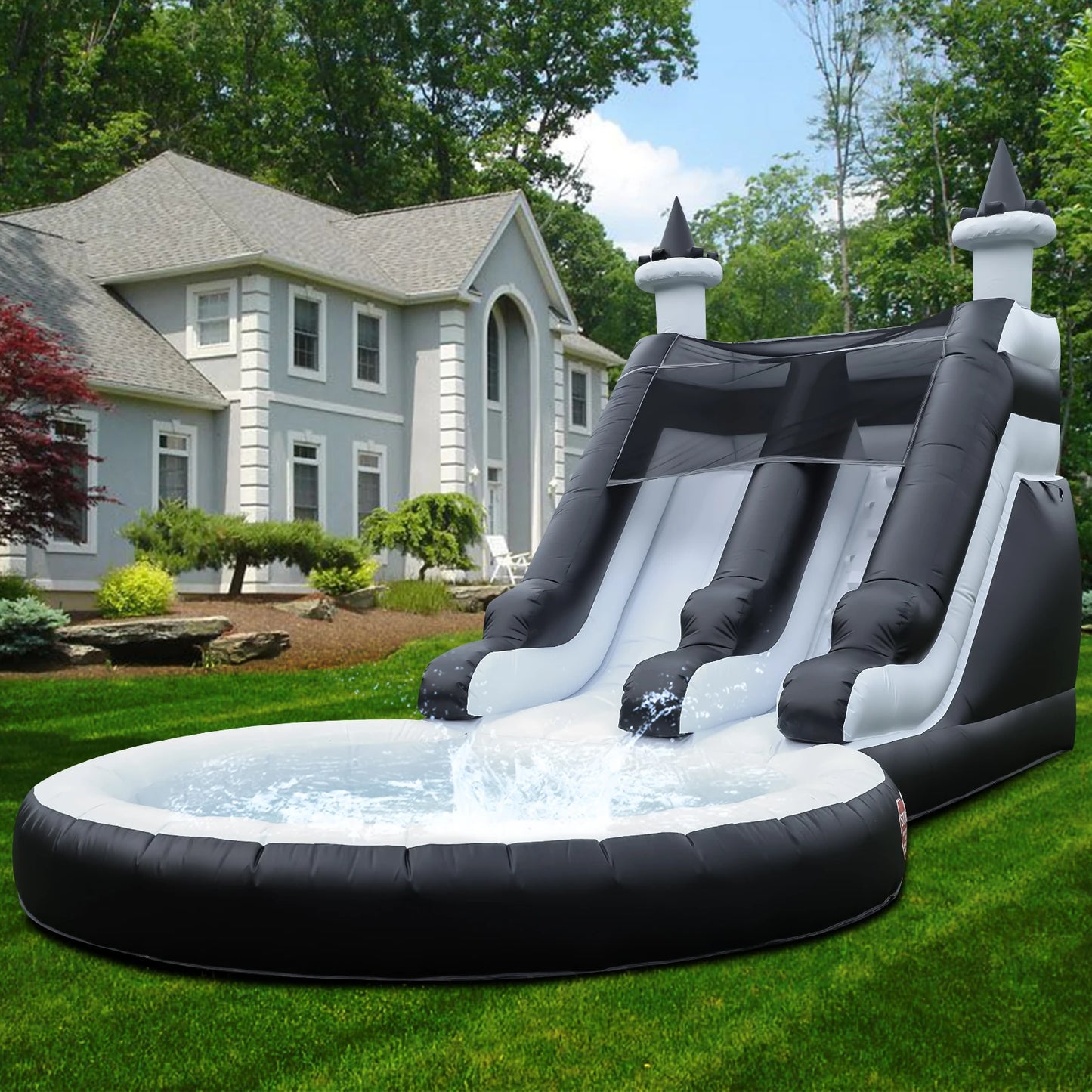 King Inflatable Inflatable Water Slide With Big Pool - Durable PVC Outdoor Playground For Kids Ages 0-14