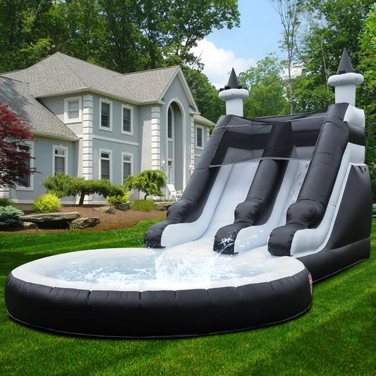 King Inflatable Inflatable Water Slide With Big Pool - Durable PVC Outdoor Playground For Kids Ages 0-14