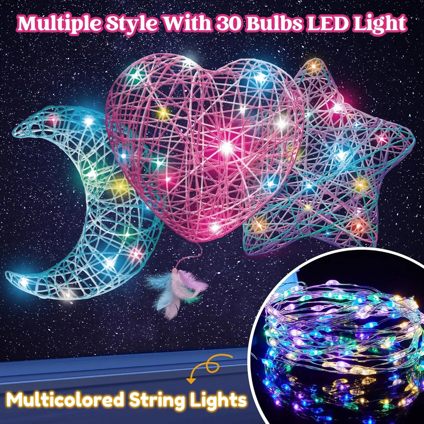 Joyfy 3D String Art Kit Light Up LED Bulbs