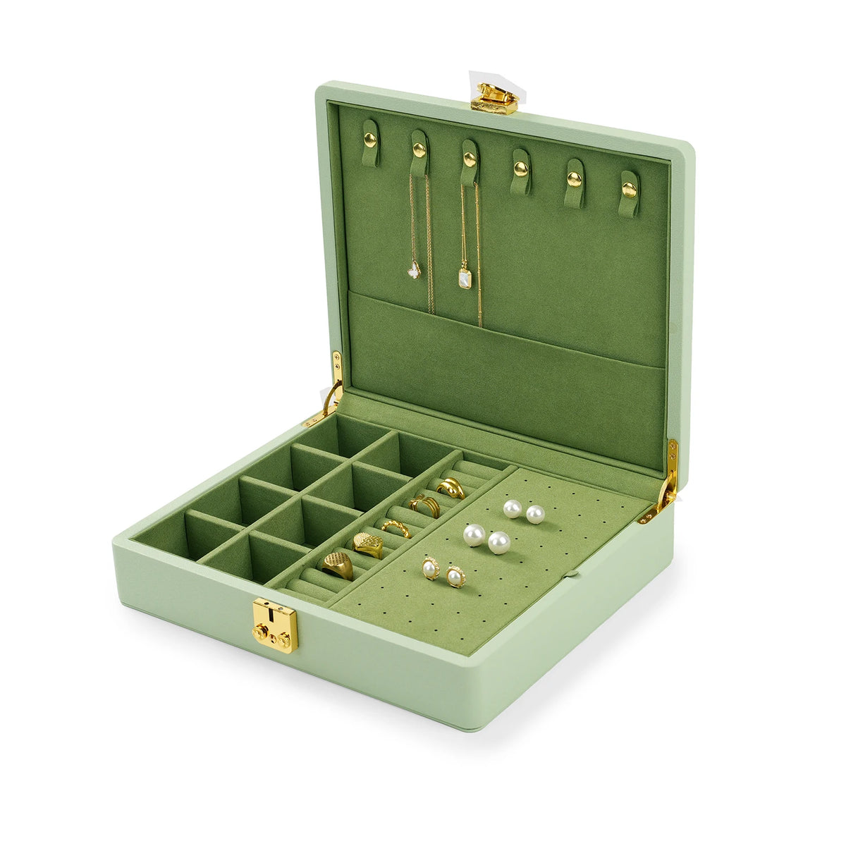 Oirlv Velvet Jewelry Organizer Box With Lock And Removable Dividers