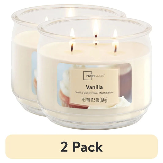 Vanilla Scented Glass Jar Candle 3 Wick Aromatherapy Decor