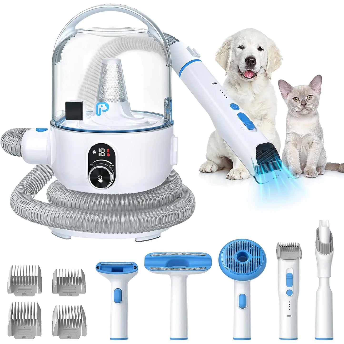 DishyKooker Pet Grooming Kit With 2L Vacuum And 5 Tools