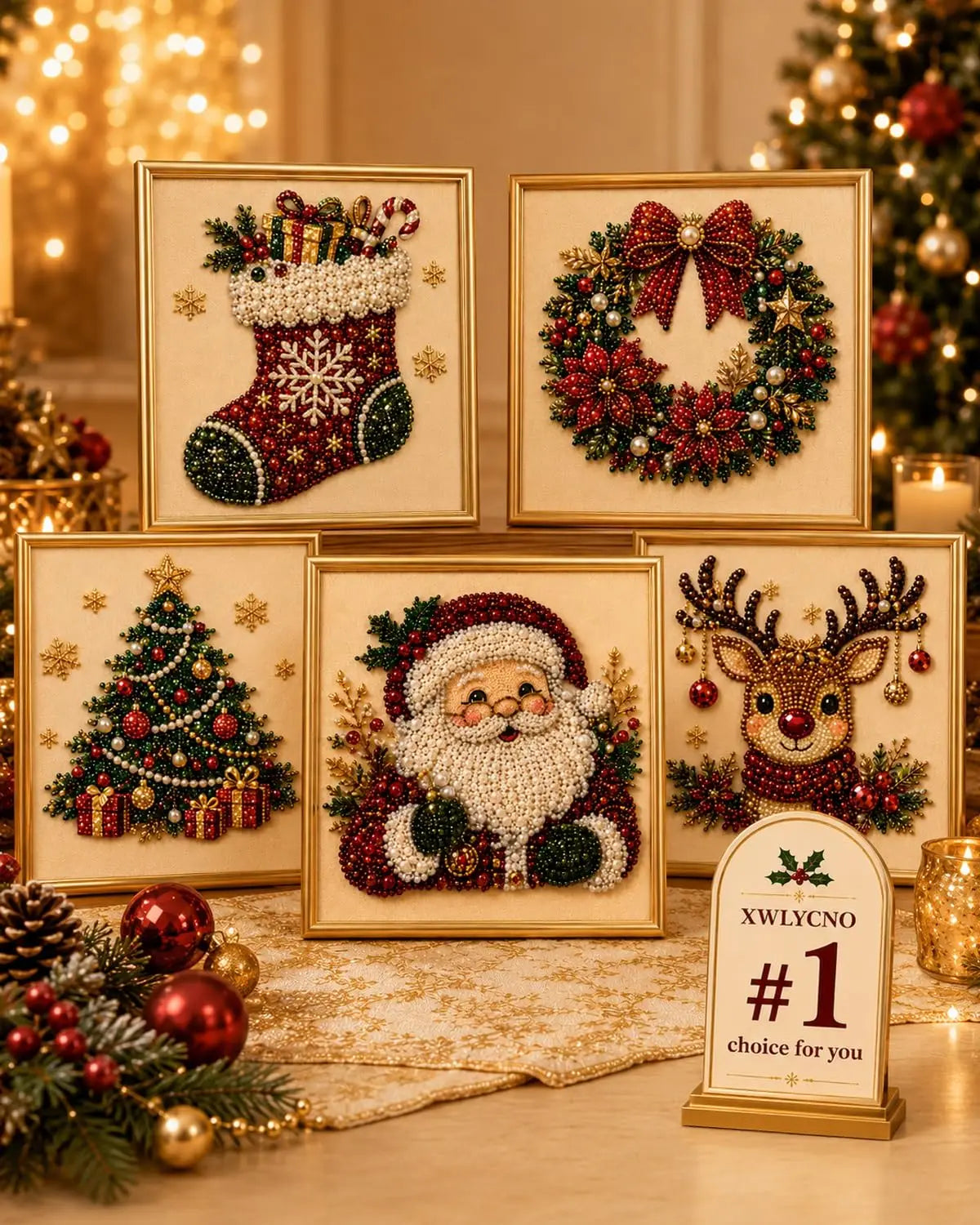 Christmas Pearl Diamond Painting Art Kit With Frame