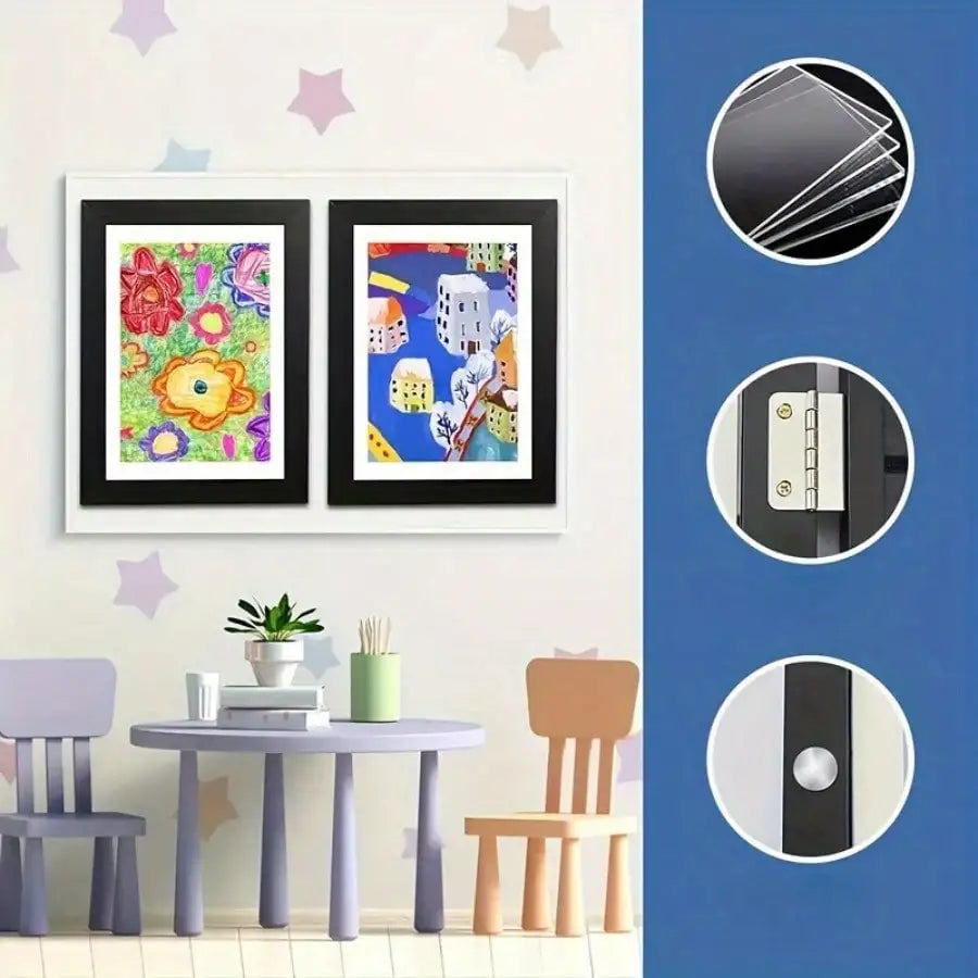 Magnetic Front Opening Art Display Frame For Kids Wall Decor