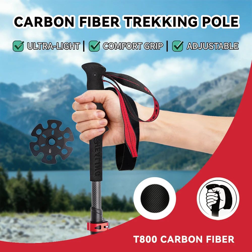 OKHEALING Carbon Fiber Folding Trekking Poles For Hiking and Climbing