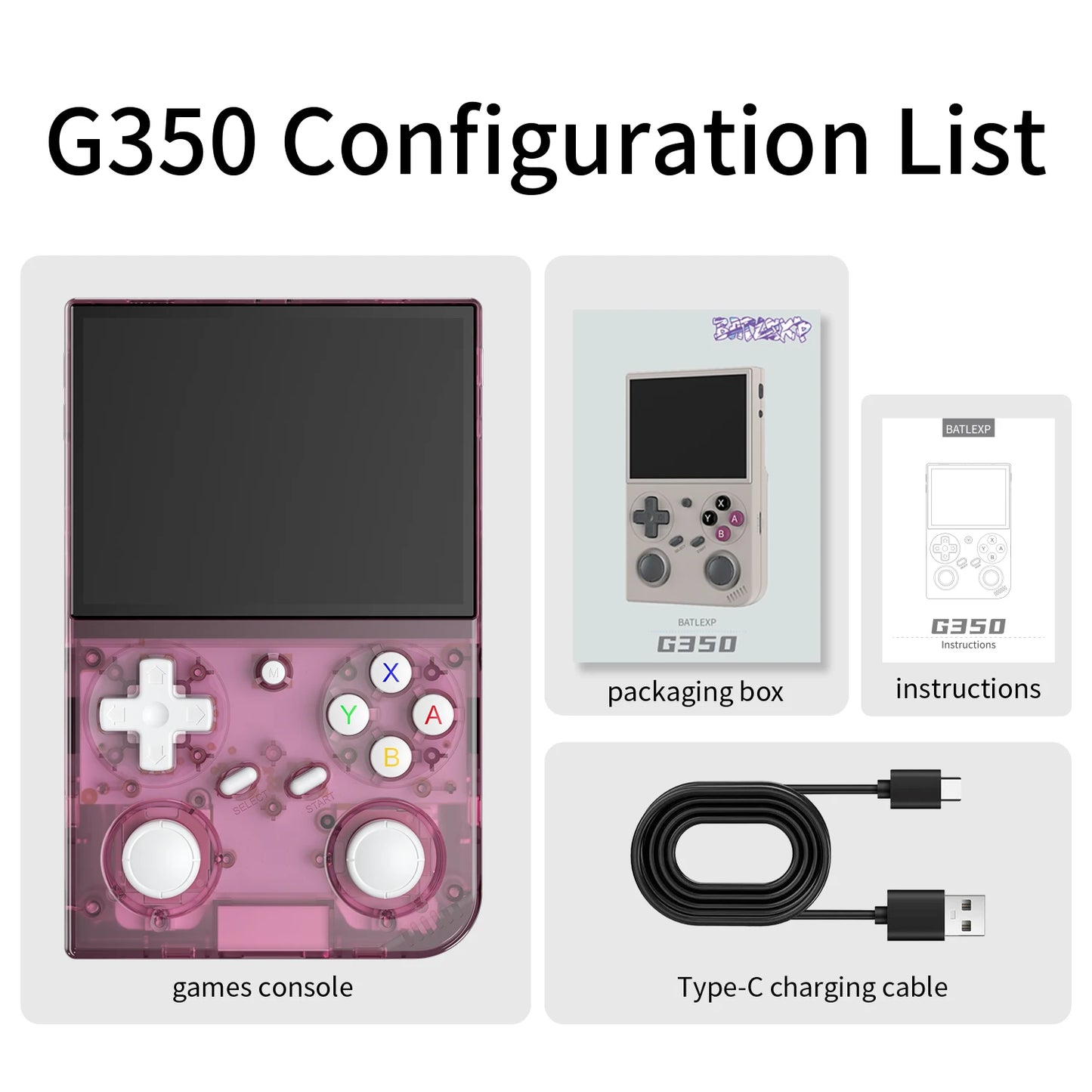 BATLEXP G350 Handheld Game Console IPS Screen Dual Joystick Linux System