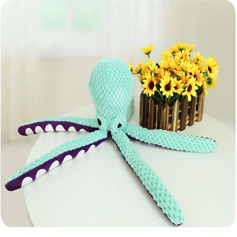 Dog Plush Octopus Squeaky Toy For Interactive Play