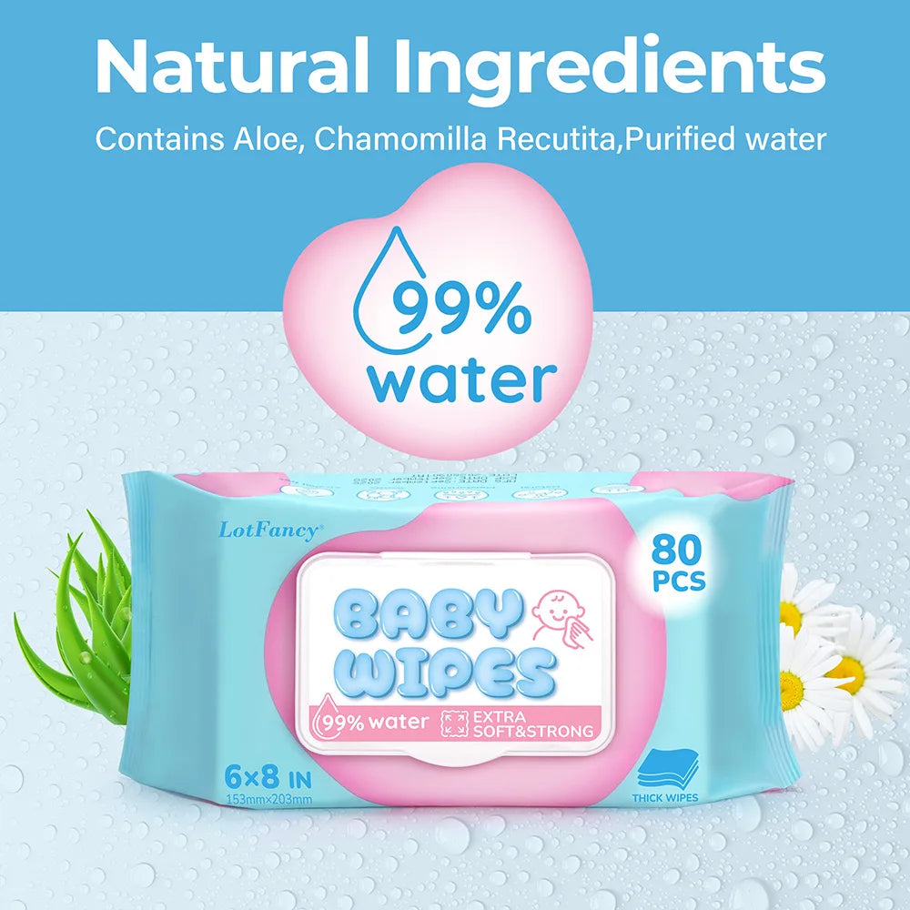 Unscented Hypoallergenic Plant Based Compostable Baby Wipes for Sensitive Skin
