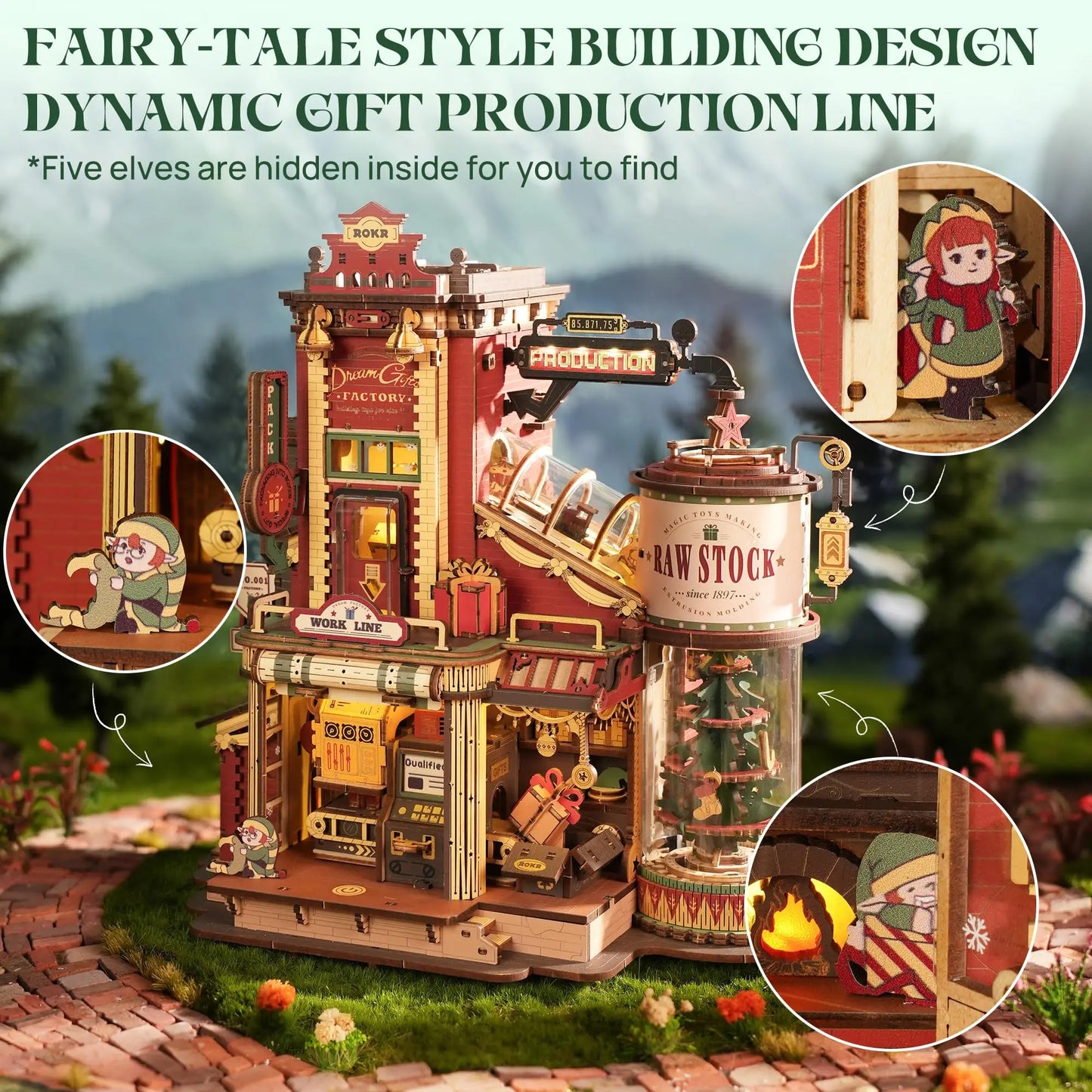 Robotime Dream Gift Factory 3D Wooden Puzzle Home Decor Light