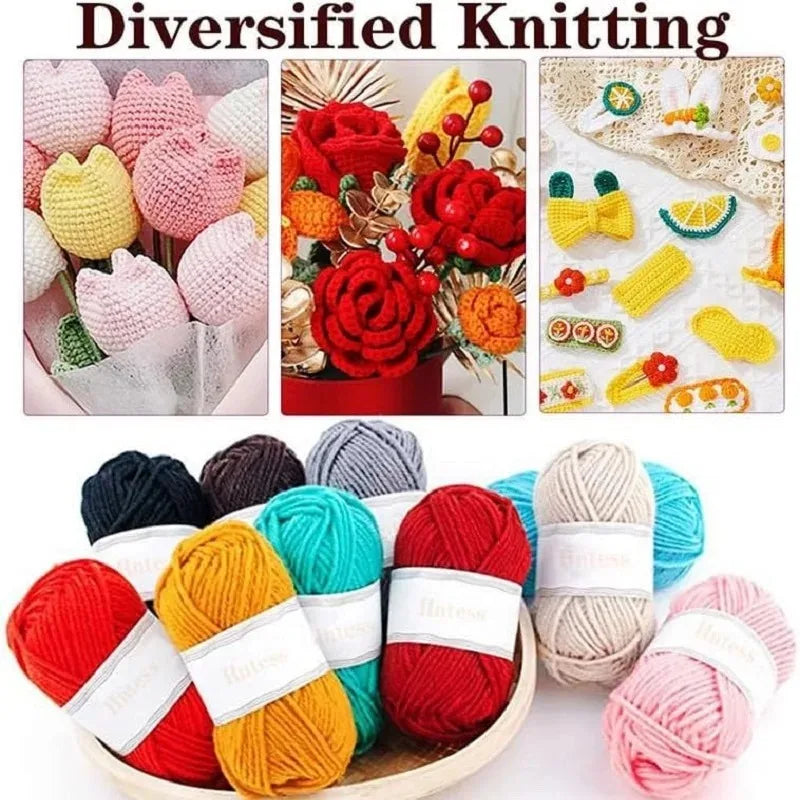 59 Piece Crochet Kit Portable Starter Set With Storage Bag For Beginners Includes Yarn