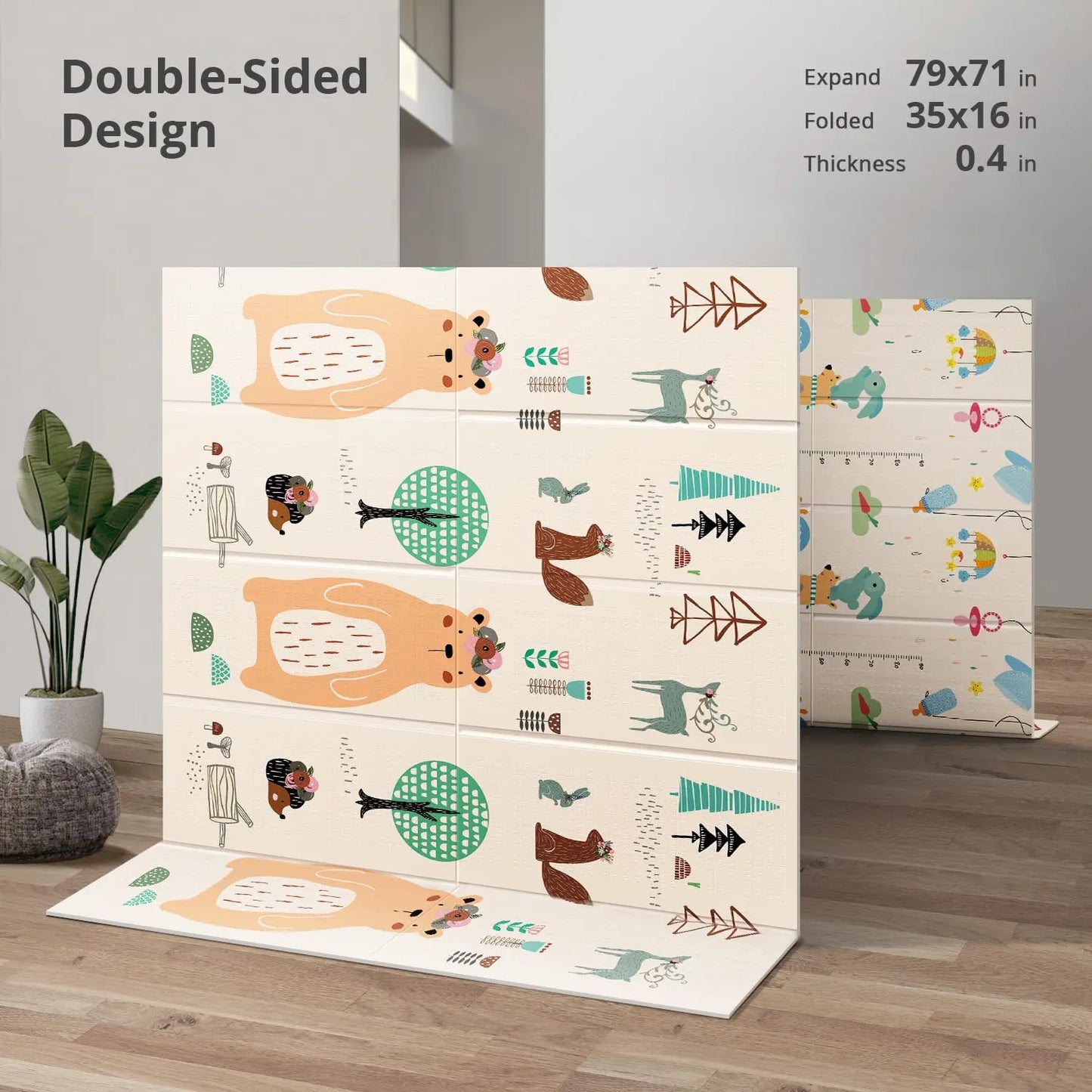 Foldable Baby Play Mat Waterproof Foam For Tummy Time Babies