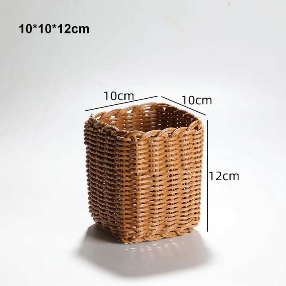 Handwoven Plastic Storage Basket For Kitchen And Home Organization
