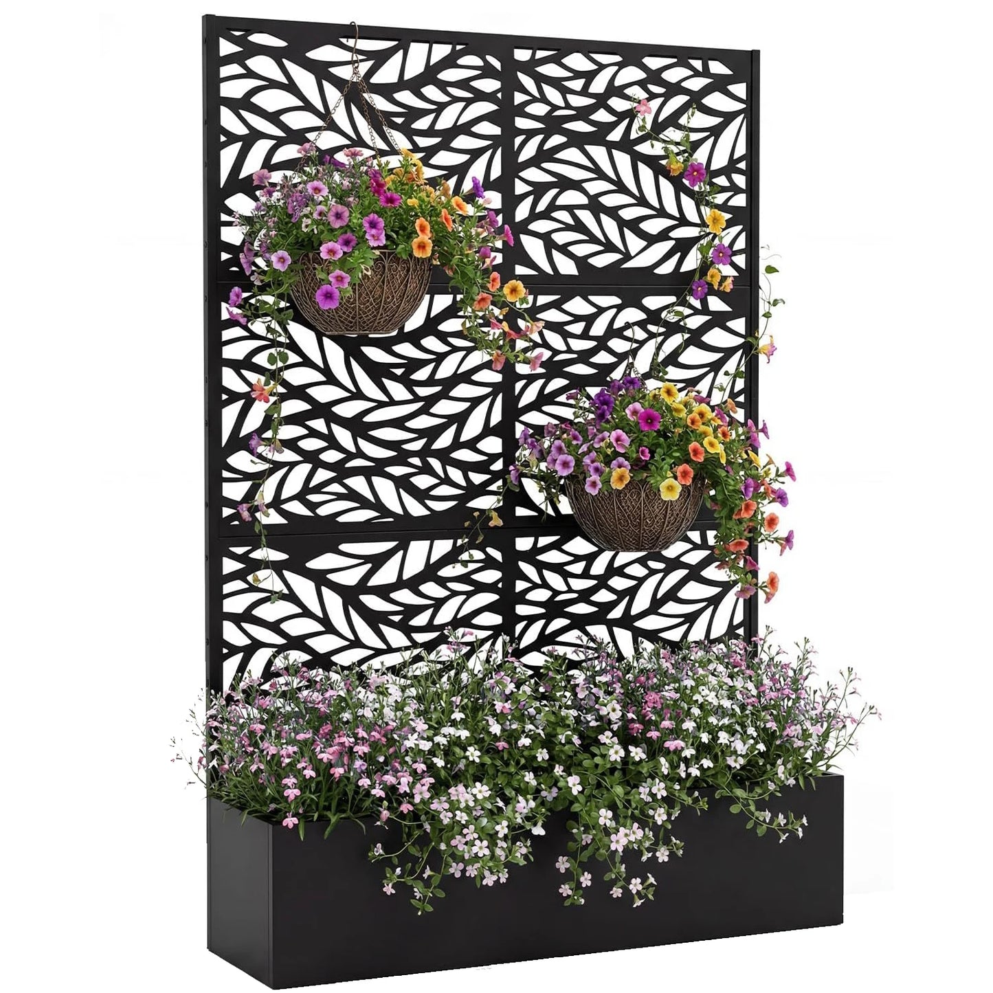 HiMISS Metal Raised Planter Box With Trellis Drainage Holes