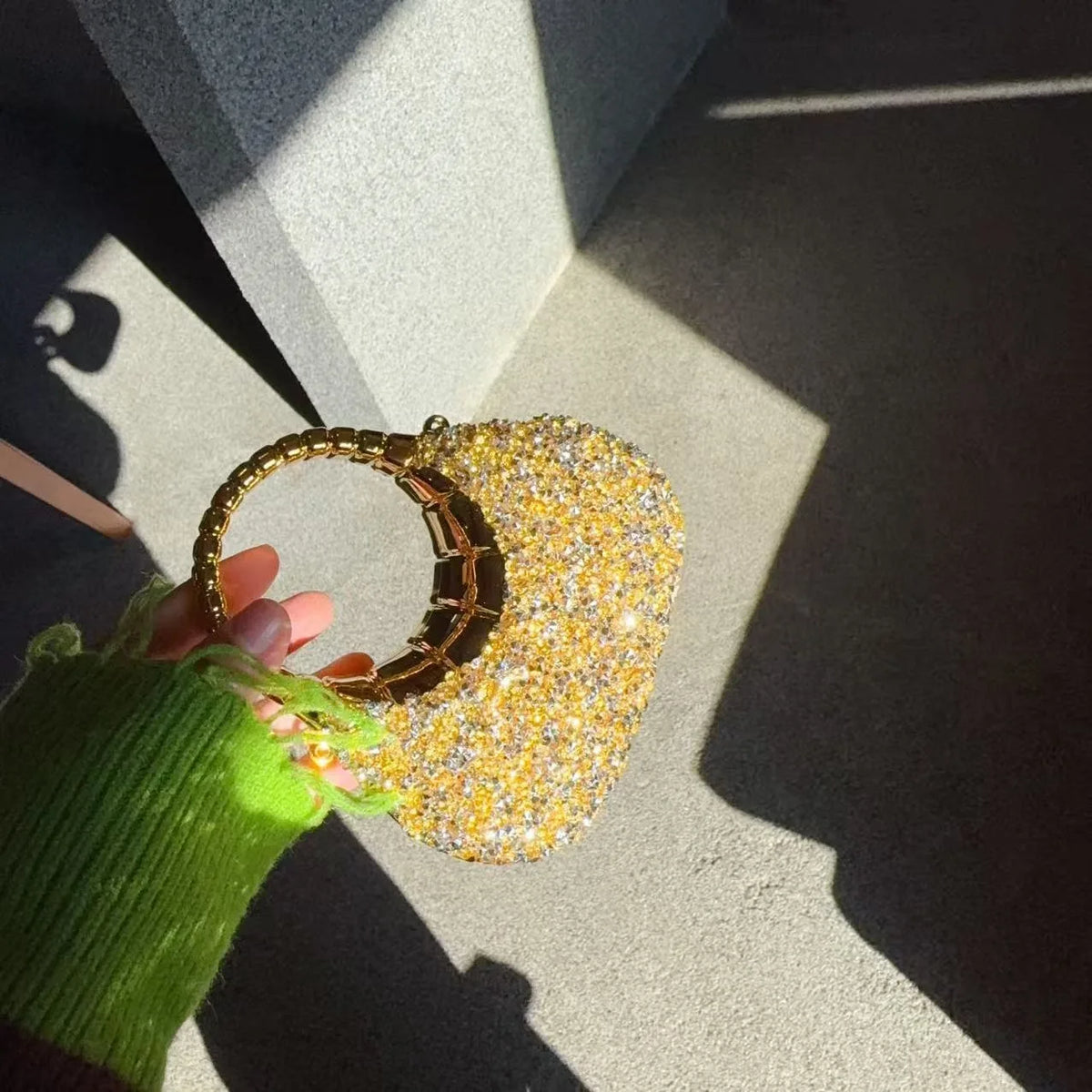 Heart Shaped Sequined Evening Clutch Bag For Party Weddings