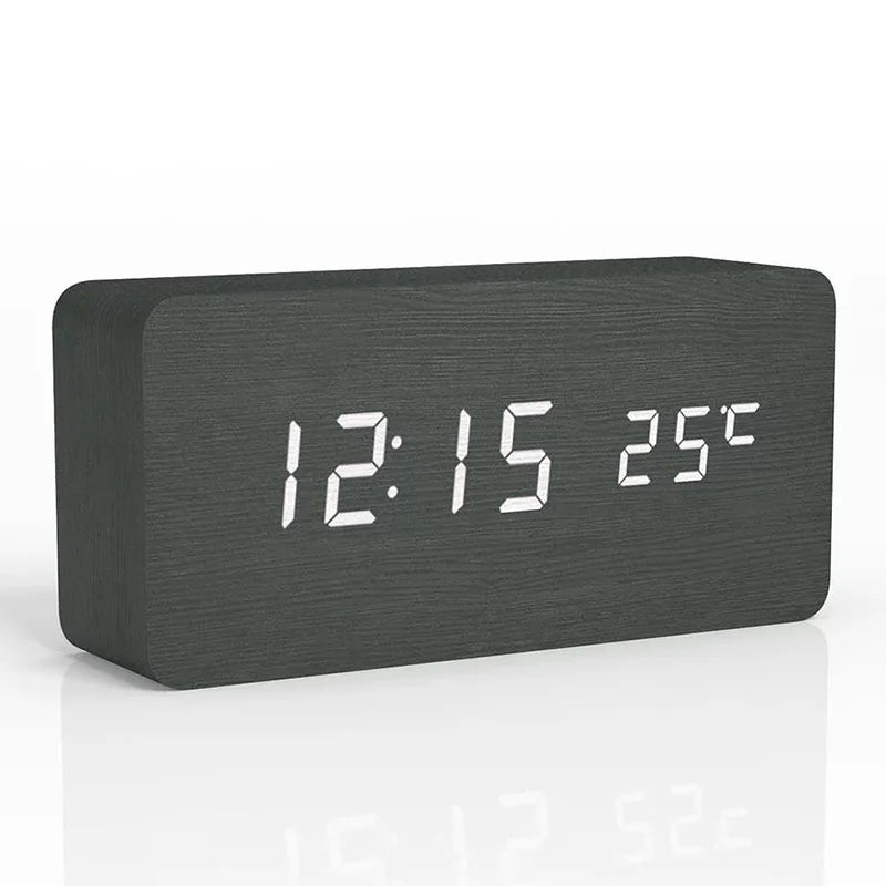 Niditon Wooden Digital Alarm Clock With Temperature Display
