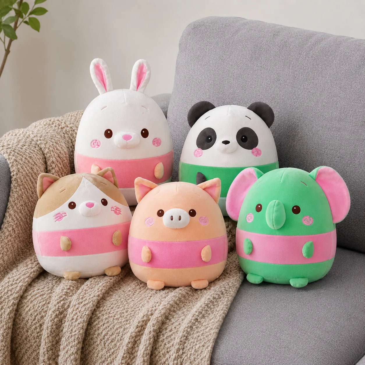 Snowwolf Five Pack Cute Animal Stuffed Plush Toys For Kids
