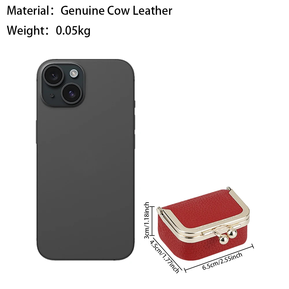 Royal Bagger Genuine Cow Leather Mini Coin Purse Kiss Lock