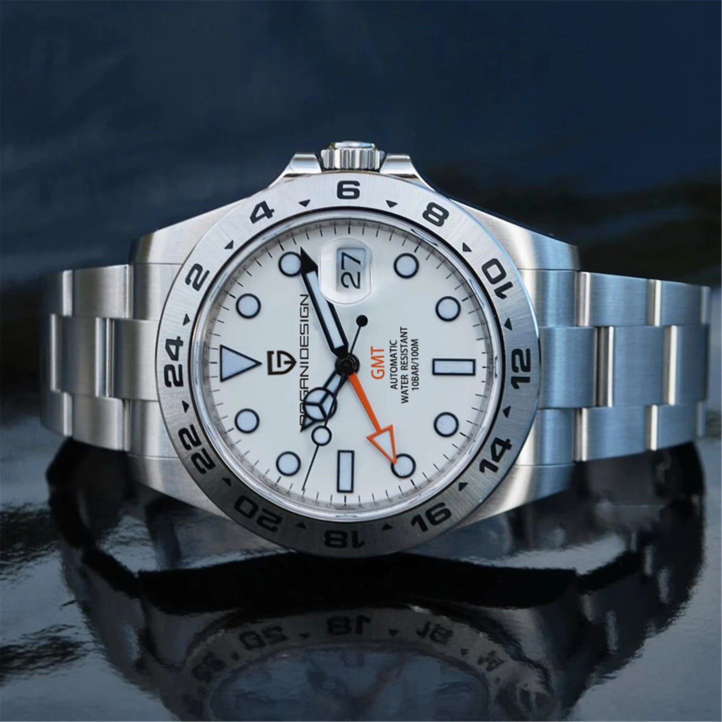 Pagani Design GMT Automatic Watch Stainless Steel Case Mens