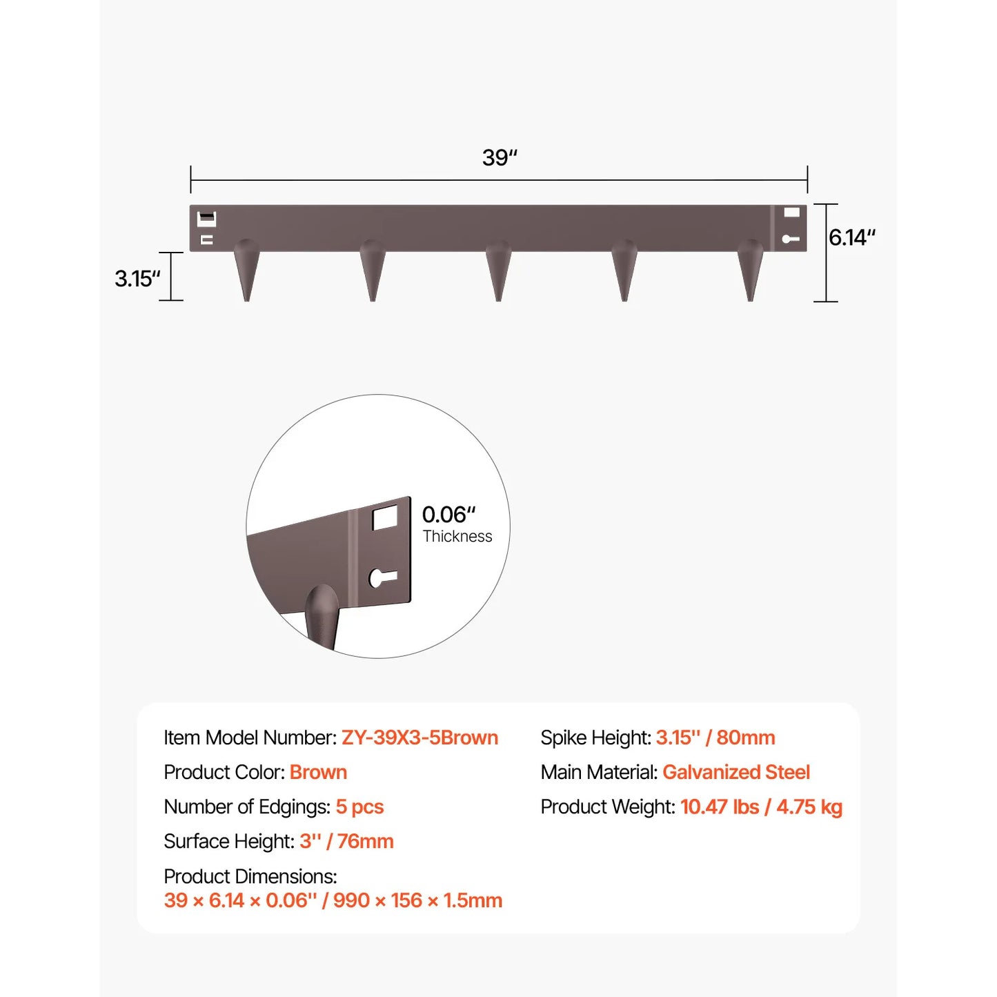 VEVOR Steel Landscape Edging Rust Resistant Bendable Garden Border