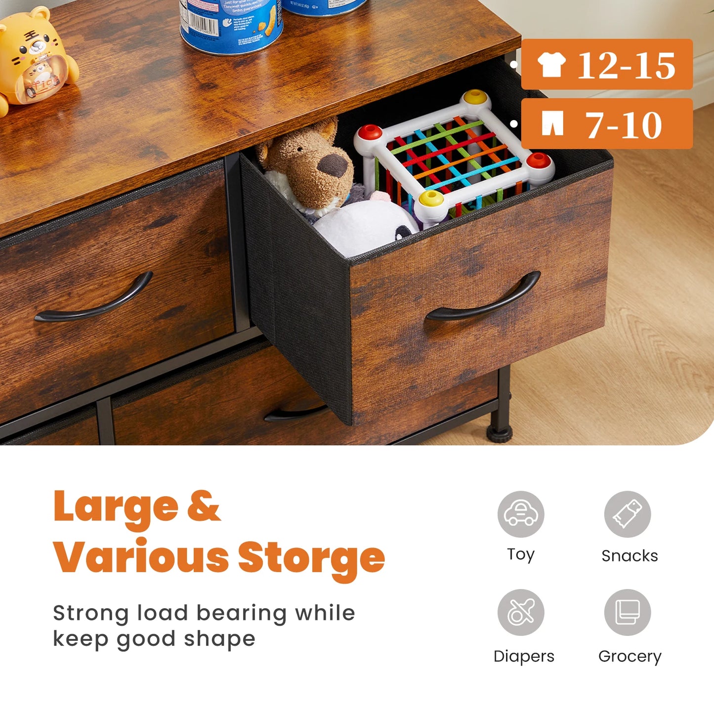JHK Five Drawer Shoe Cabinet TV Stand With Storage