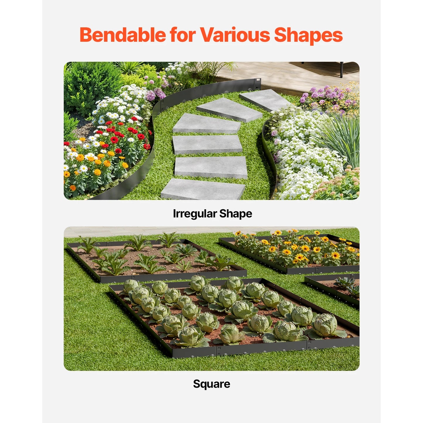 VEVOR Steel Landscape Edging Rust Resistant Bendable Garden Border